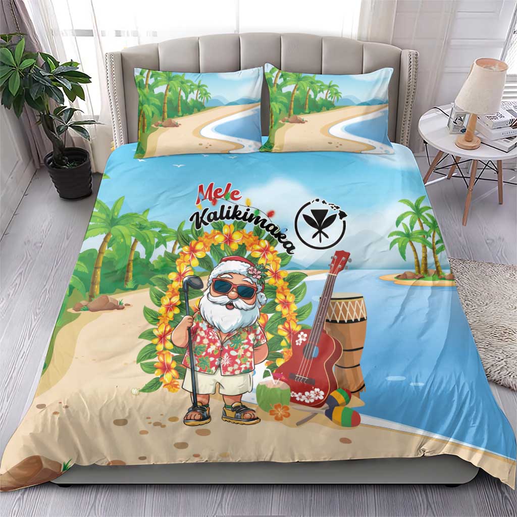 Hawaii Golf Christmas Bedding Set Mele Kalikimaka Funny Golfer Santa - Wonder Print Shop
