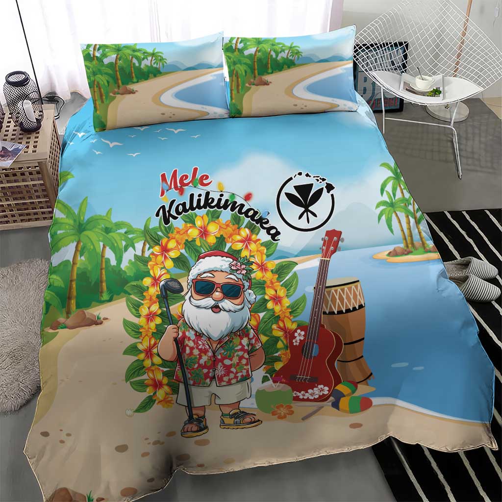Hawaii Golf Christmas Bedding Set Mele Kalikimaka Funny Golfer Santa - Wonder Print Shop