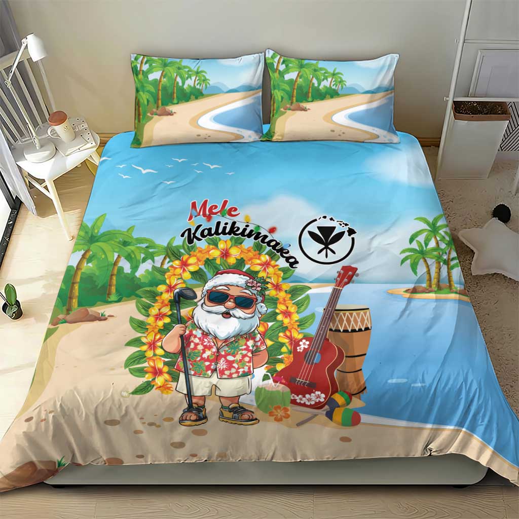 Hawaii Golf Christmas Bedding Set Mele Kalikimaka Funny Golfer Santa - Wonder Print Shop