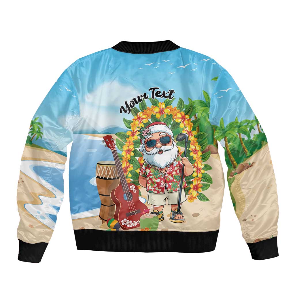 Personalized Hawaii Golf Christmas Bomber Jacket Mele Kalikimaka Funny Golfer Santa - Wonder Print Shop