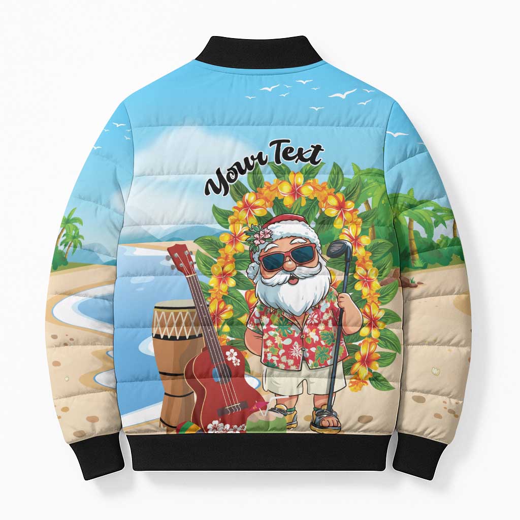 Personalized Hawaii Golf Christmas Bomber Puffer Jacket Mele Kalikimaka Funny Golfer Santa - Wonder Print Shop