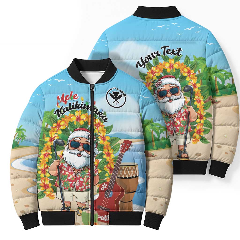 Personalized Hawaii Golf Christmas Bomber Puffer Jacket Mele Kalikimaka Funny Golfer Santa - Wonder Print Shop
