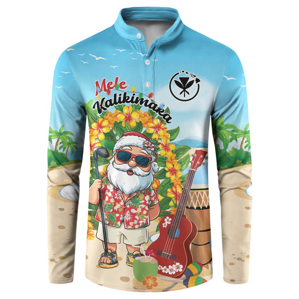 Personalized Hawaii Golf Christmas Button Sweatshirt Mele Kalikimaka Funny Golfer Santa - Wonder Print Shop