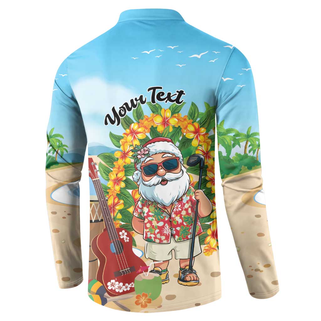 Personalized Hawaii Golf Christmas Button Sweatshirt Mele Kalikimaka Funny Golfer Santa - Wonder Print Shop