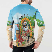 Personalized Hawaii Golf Christmas Button Sweatshirt Mele Kalikimaka Funny Golfer Santa - Wonder Print Shop