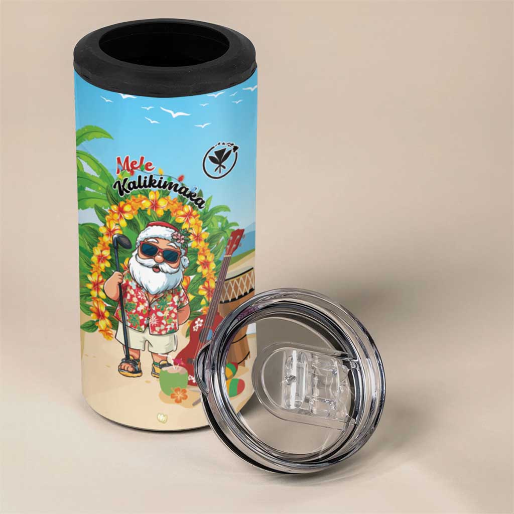 Personalized Hawaii Golf Christmas 4 in 1 Can Cooler Tumbler Mele Kalikimaka Funny Golfer Santa - Wonder Print Shop