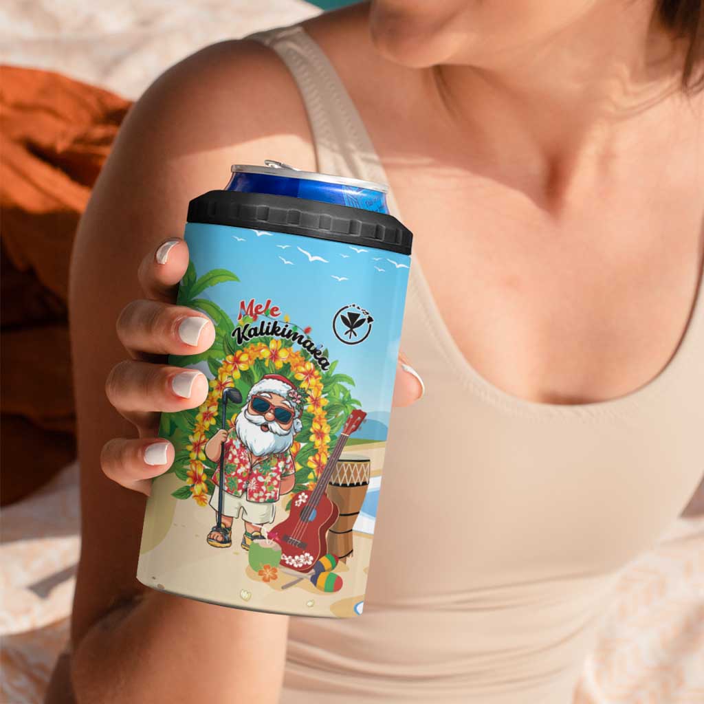 Personalized Hawaii Golf Christmas 4 in 1 Can Cooler Tumbler Mele Kalikimaka Funny Golfer Santa - Wonder Print Shop