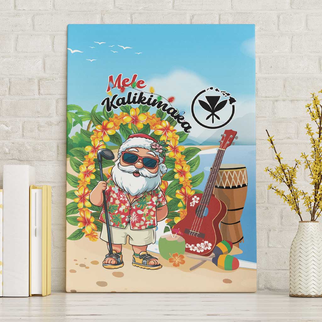 Hawaii Golf Christmas Canvas Wall Art Mele Kalikimaka Funny Golfer Santa - Wonder Print Shop