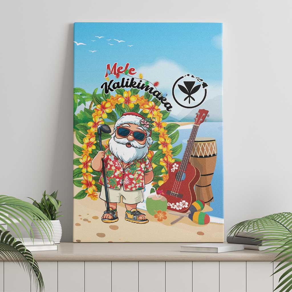Hawaii Golf Christmas Canvas Wall Art Mele Kalikimaka Funny Golfer Santa - Wonder Print Shop