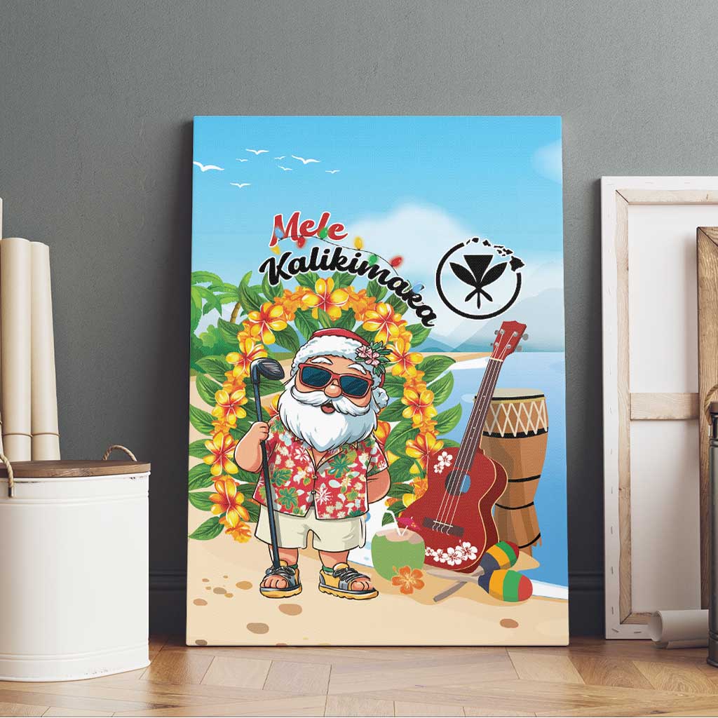 Hawaii Golf Christmas Canvas Wall Art Mele Kalikimaka Funny Golfer Santa - Wonder Print Shop