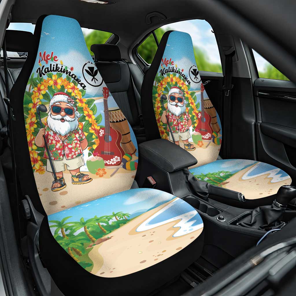 Hawaii Golf Christmas Car Seat Cover Mele Kalikimaka Funny Golfer Santa - Wonder Print Shop