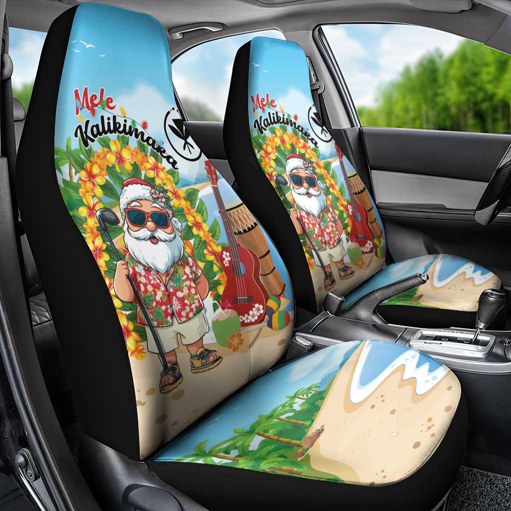 Hawaii Golf Christmas Car Seat Cover Mele Kalikimaka Funny Golfer Santa - Wonder Print Shop