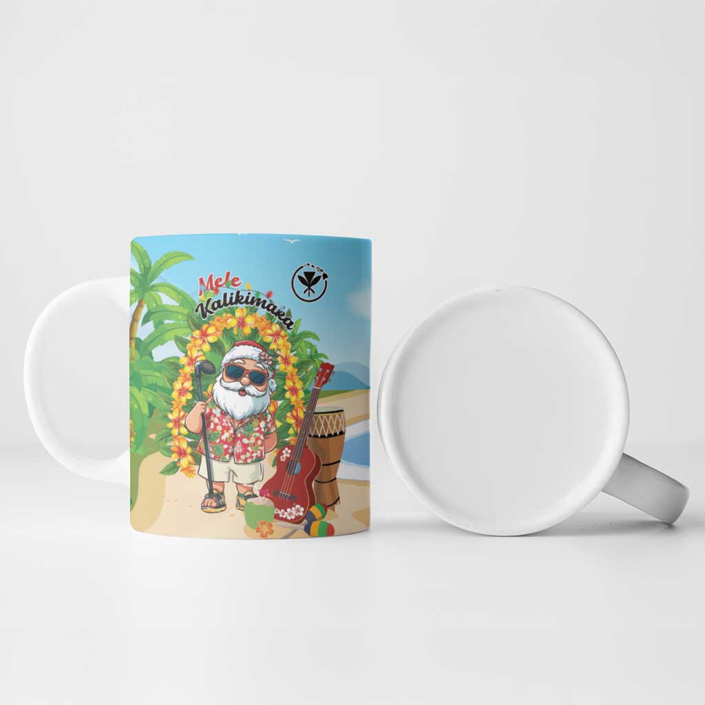 Personalized Hawaii Golf Christmas Ceramic Mug Mele Kalikimaka Funny Golfer Santa - Wonder Print Shop