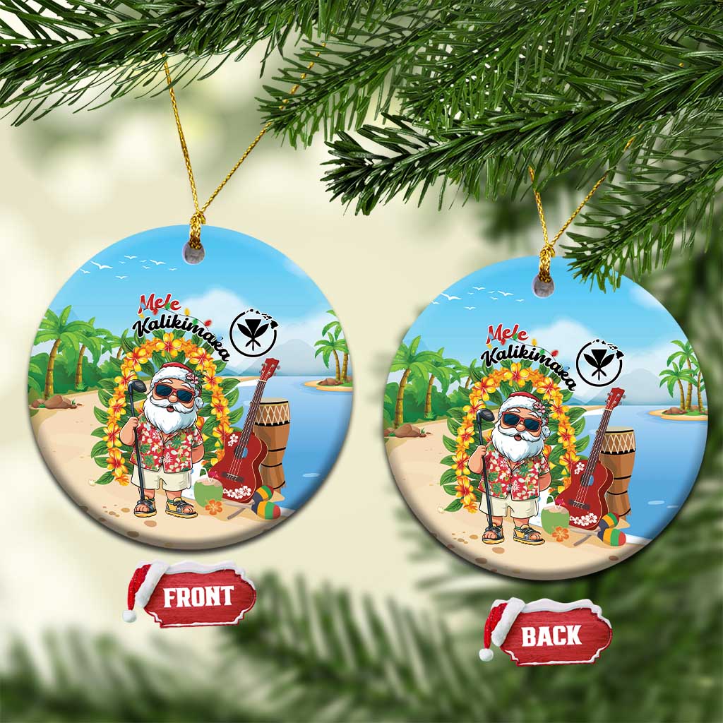 Hawaii Golf Christmas Ceramic Ornament Mele Kalikimaka Funny Golfer Santa - Wonder Print Shop