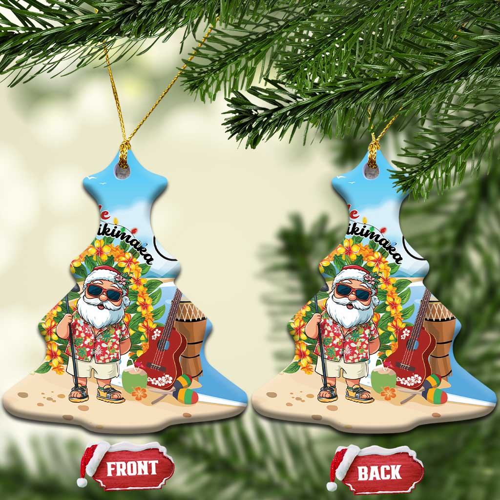 Hawaii Golf Christmas Ceramic Ornament Mele Kalikimaka Funny Golfer Santa - Wonder Print Shop