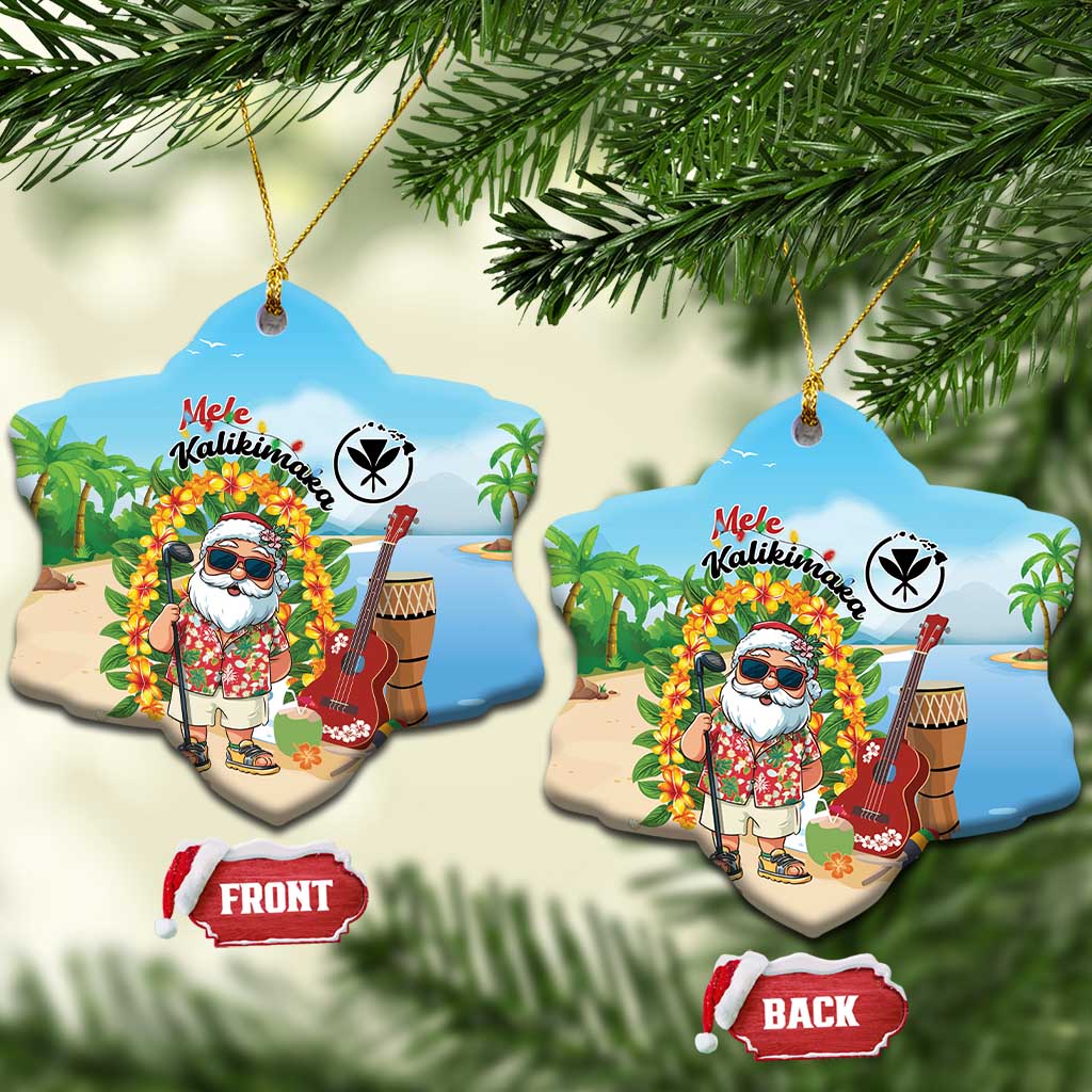Hawaii Golf Christmas Ceramic Ornament Mele Kalikimaka Funny Golfer Santa - Wonder Print Shop