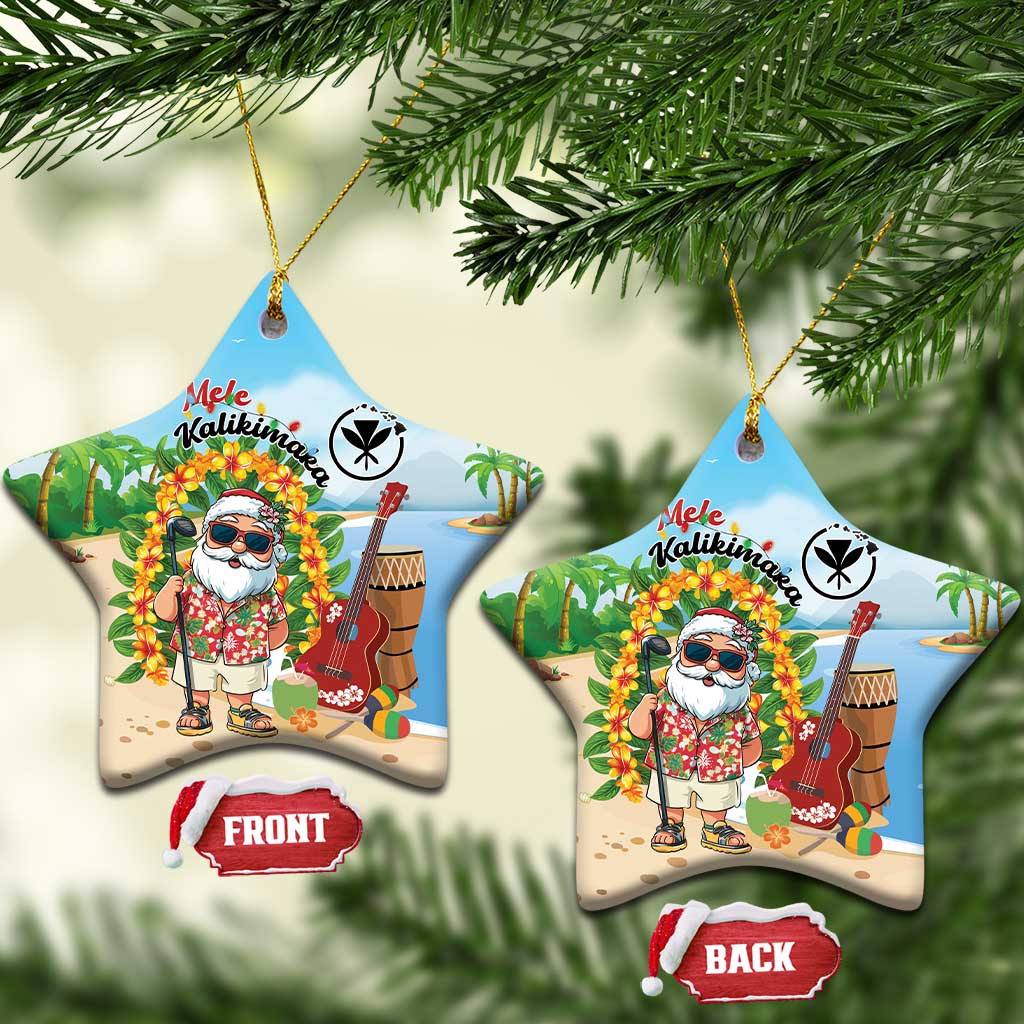 Hawaii Golf Christmas Ceramic Ornament Mele Kalikimaka Funny Golfer Santa - Wonder Print Shop