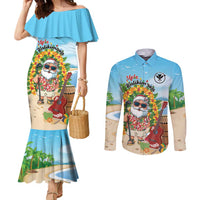 Personalized Hawaii Golf Christmas Couples Matching Mermaid Dress and Long Sleeve Button Shirt Mele Kalikimaka Funny Golfer Santa - Wonder Print Shop