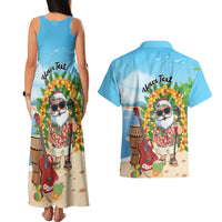 Personalized Hawaii Golf Christmas Couples Matching Tank Maxi Dress and Hawaiian Shirt Mele Kalikimaka Funny Golfer Santa - Wonder Print Shop