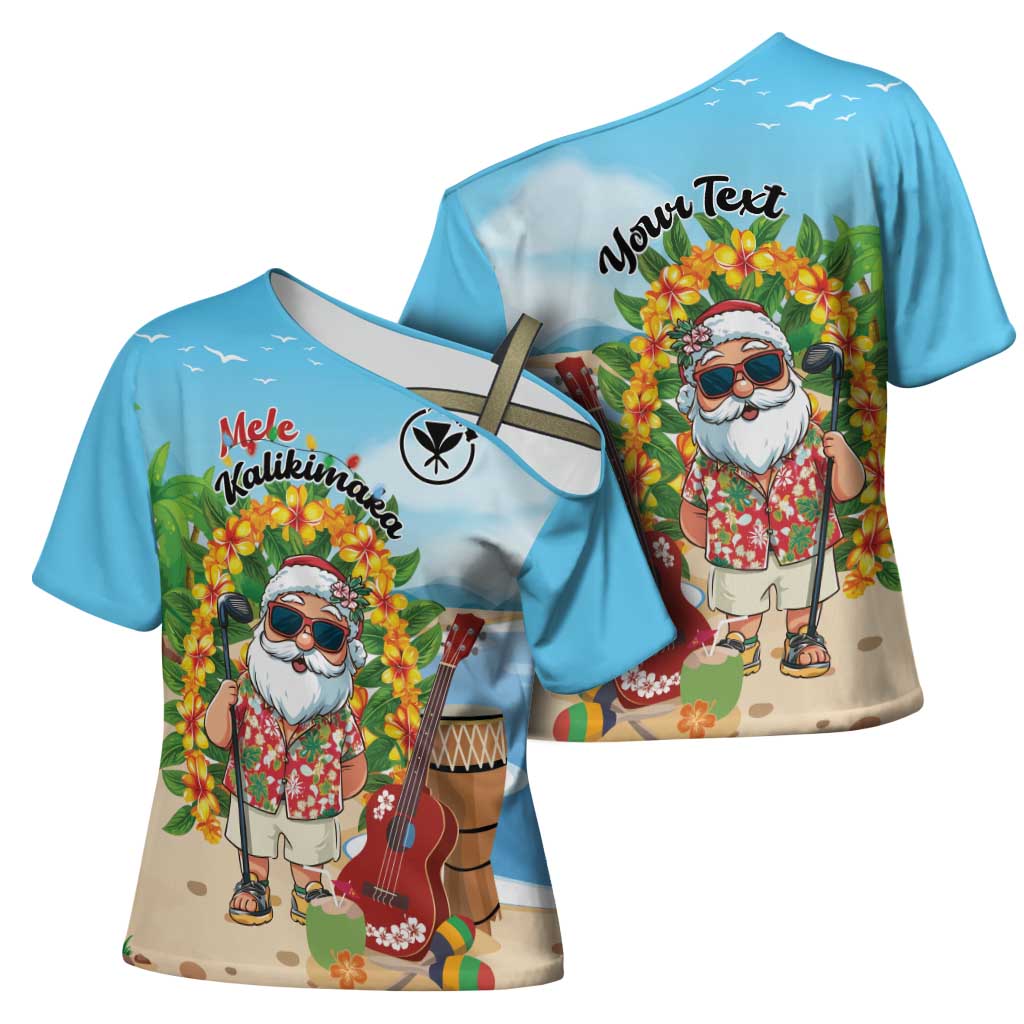 Personalized Hawaii Golf Christmas Cross Shoulder Shirt Mele Kalikimaka Funny Golfer Santa - Wonder Print Shop