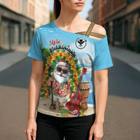 Personalized Hawaii Golf Christmas Cross Shoulder Shirt Mele Kalikimaka Funny Golfer Santa - Wonder Print Shop