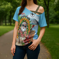 Personalized Hawaii Golf Christmas Cross Shoulder Shirt Mele Kalikimaka Funny Golfer Santa - Wonder Print Shop