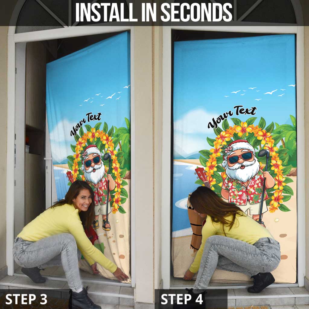 Personalized Hawaii Golf Christmas Door Cover Mele Kalikimaka Funny Golfer Santa - Wonder Print Shop