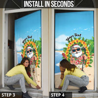 Personalized Hawaii Golf Christmas Door Cover Mele Kalikimaka Funny Golfer Santa - Wonder Print Shop