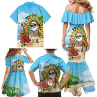 Personalized Hawaii Golf Christmas Family Matching Mermaid Dress and Hawaiian Shirt Mele Kalikimaka Funny Golfer Santa - Wonder Print Shop
