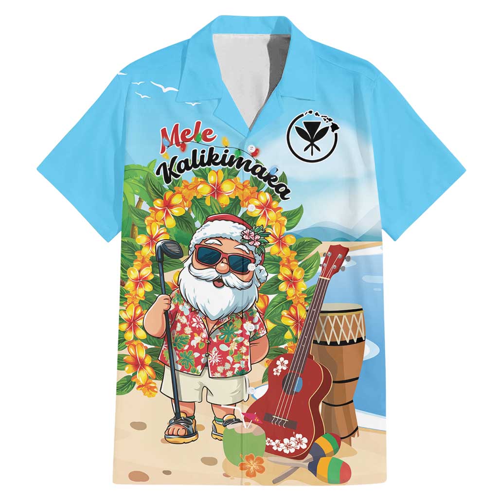 Personalized Hawaii Golf Christmas Family Matching Mermaid Dress and Hawaiian Shirt Mele Kalikimaka Funny Golfer Santa - Wonder Print Shop
