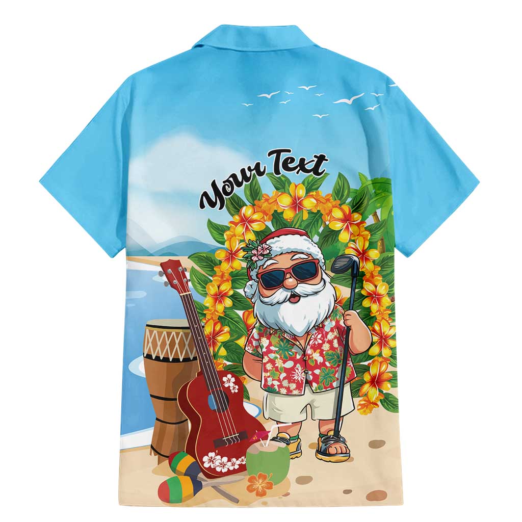 Personalized Hawaii Golf Christmas Family Matching Mermaid Dress and Hawaiian Shirt Mele Kalikimaka Funny Golfer Santa - Wonder Print Shop