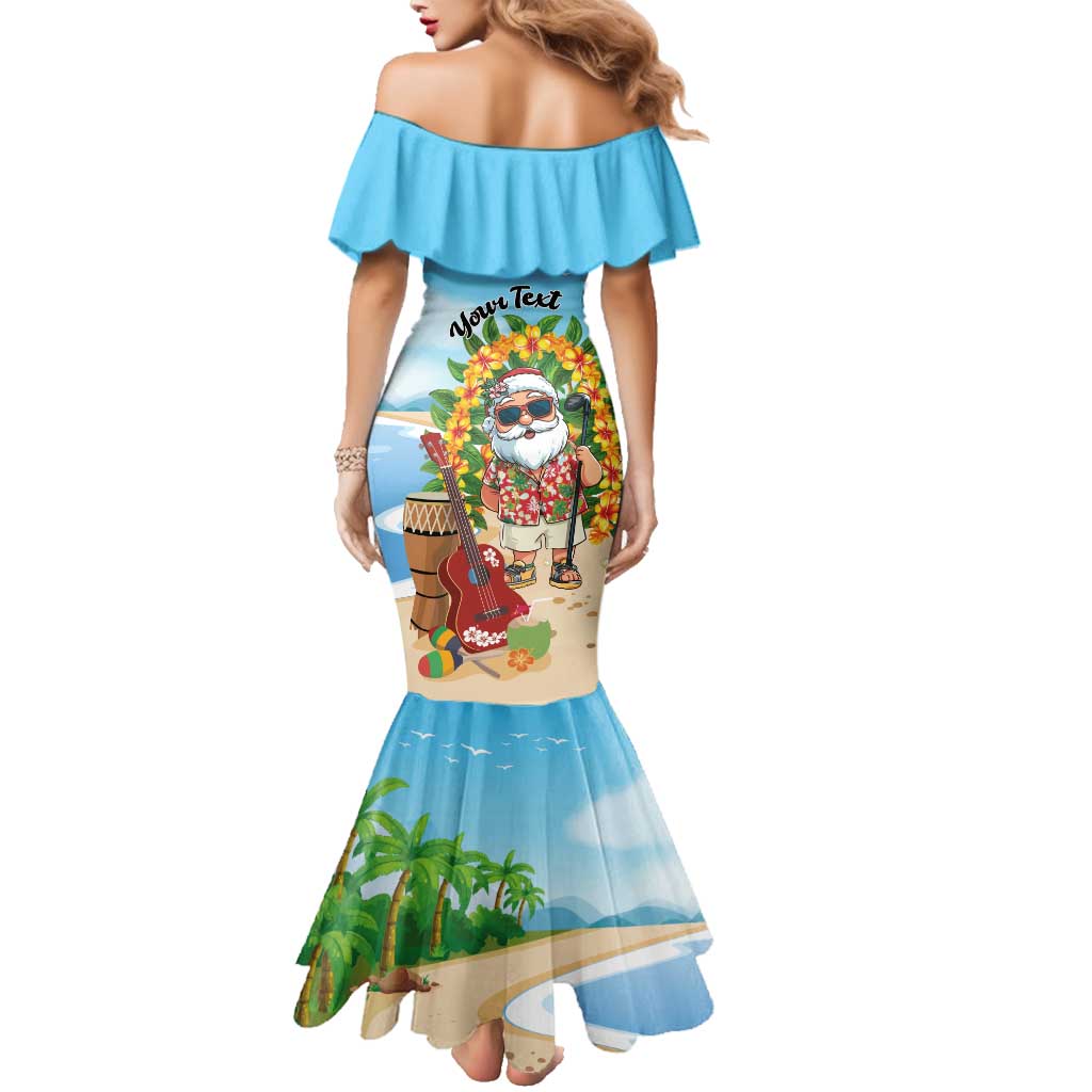 Personalized Hawaii Golf Christmas Family Matching Mermaid Dress and Hawaiian Shirt Mele Kalikimaka Funny Golfer Santa - Wonder Print Shop