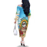 Personalized Hawaii Golf Christmas Family Matching Off The Shoulder Long Sleeve Dress and Hawaiian Shirt Mele Kalikimaka Funny Golfer Santa - Wonder Print Shop