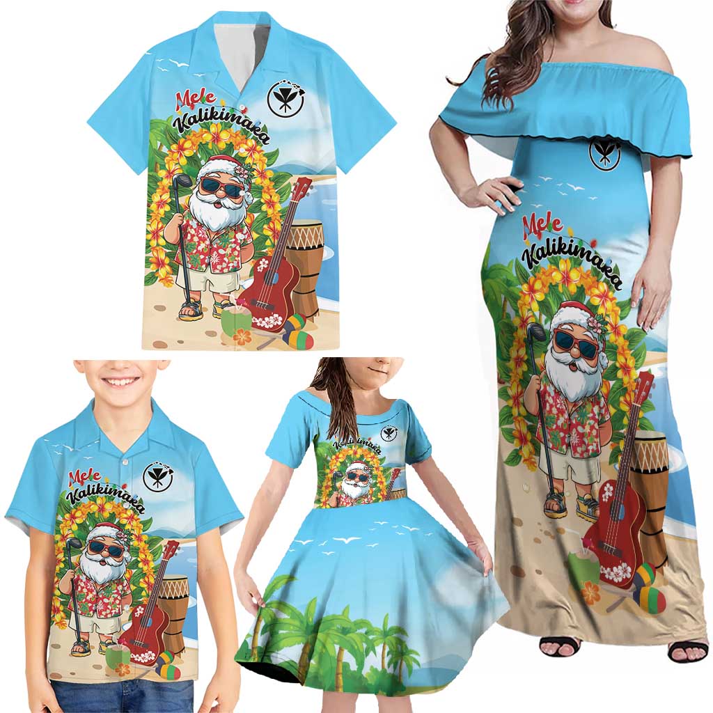 Personalized Hawaii Golf Christmas Family Matching Off Shoulder Maxi Dress and Hawaiian Shirt Mele Kalikimaka Funny Golfer Santa - Wonder Print Shop