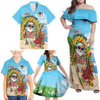 Personalized Hawaii Golf Christmas Family Matching Off Shoulder Maxi Dress and Hawaiian Shirt Mele Kalikimaka Funny Golfer Santa - Wonder Print Shop