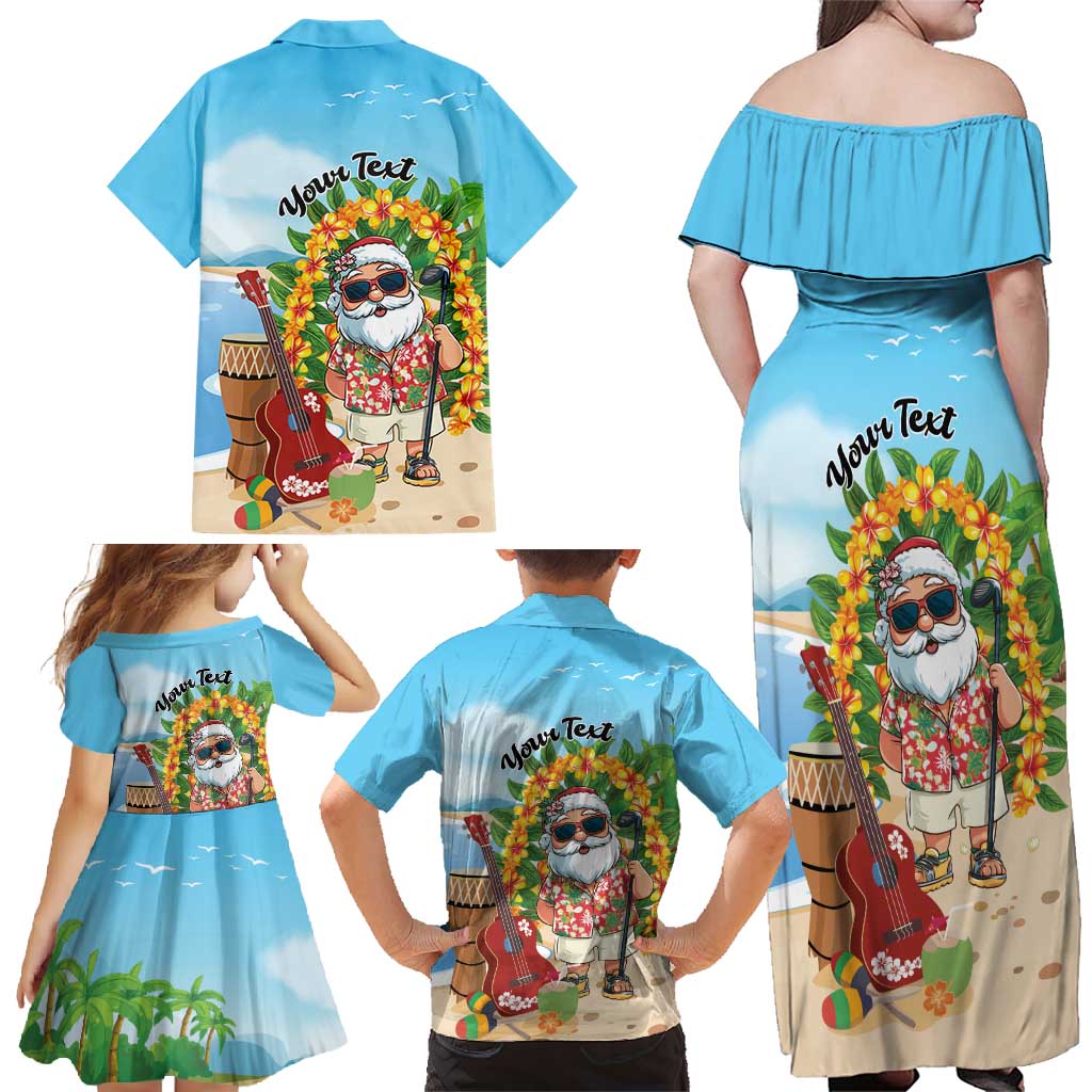 Personalized Hawaii Golf Christmas Family Matching Off Shoulder Maxi Dress and Hawaiian Shirt Mele Kalikimaka Funny Golfer Santa - Wonder Print Shop
