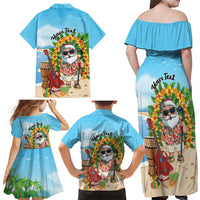 Personalized Hawaii Golf Christmas Family Matching Off Shoulder Maxi Dress and Hawaiian Shirt Mele Kalikimaka Funny Golfer Santa - Wonder Print Shop