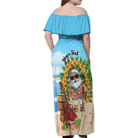 Personalized Hawaii Golf Christmas Family Matching Off Shoulder Maxi Dress and Hawaiian Shirt Mele Kalikimaka Funny Golfer Santa - Wonder Print Shop