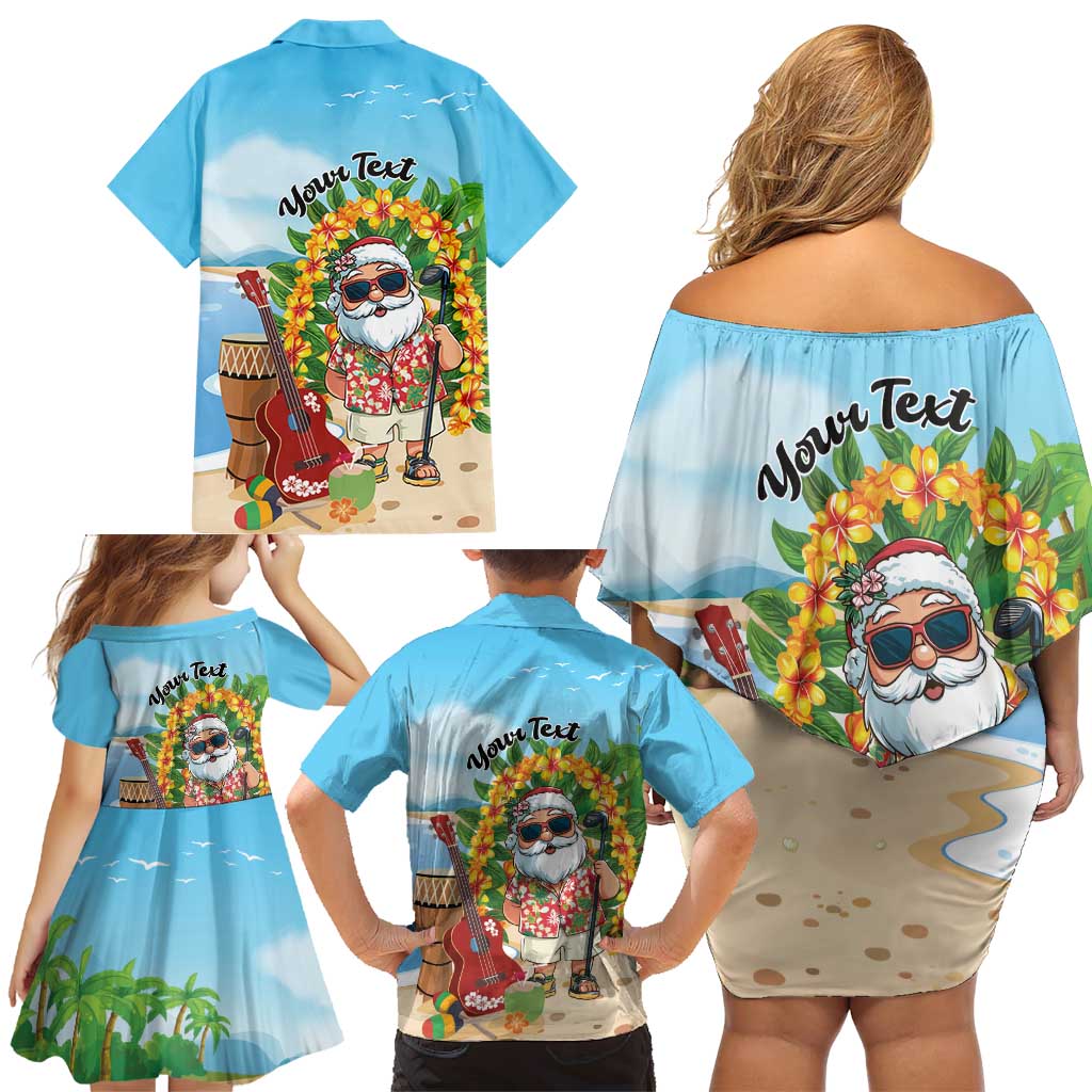 Personalized Hawaii Golf Christmas Family Matching Off Shoulder Short Dress and Hawaiian Shirt Mele Kalikimaka Funny Golfer Santa - Wonder Print Shop