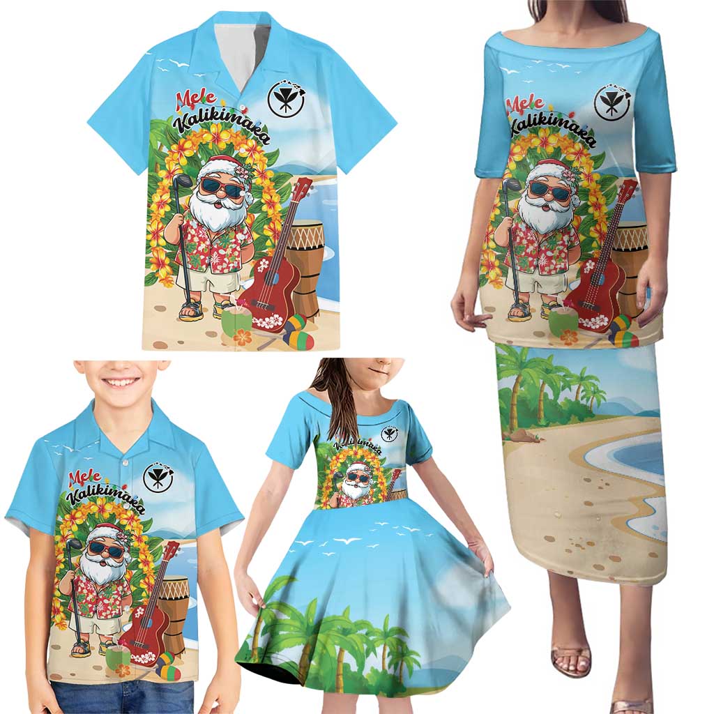 Personalized Hawaii Golf Christmas Family Matching Puletasi and Hawaiian Shirt Mele Kalikimaka Funny Golfer Santa - Wonder Print Shop