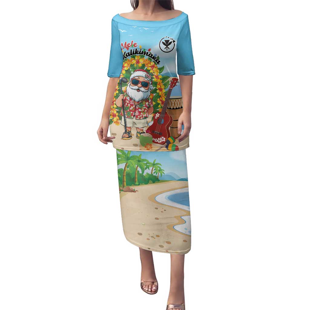 Personalized Hawaii Golf Christmas Family Matching Puletasi and Hawaiian Shirt Mele Kalikimaka Funny Golfer Santa - Wonder Print Shop