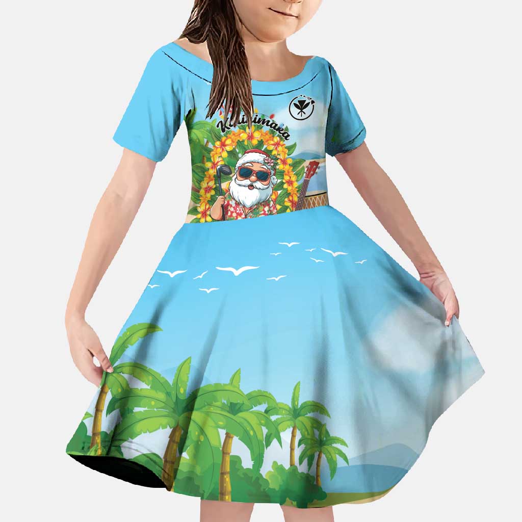 Personalized Hawaii Golf Christmas Family Matching Short Sleeve Bodycon Dress and Hawaiian Shirt Mele Kalikimaka Funny Golfer Santa - Wonder Print Shop