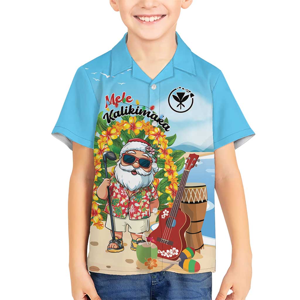 Personalized Hawaii Golf Christmas Family Matching Short Sleeve Bodycon Dress and Hawaiian Shirt Mele Kalikimaka Funny Golfer Santa - Wonder Print Shop