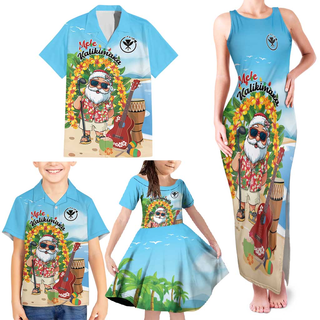Personalized Hawaii Golf Christmas Family Matching Tank Maxi Dress and Hawaiian Shirt Mele Kalikimaka Funny Golfer Santa - Wonder Print Shop
