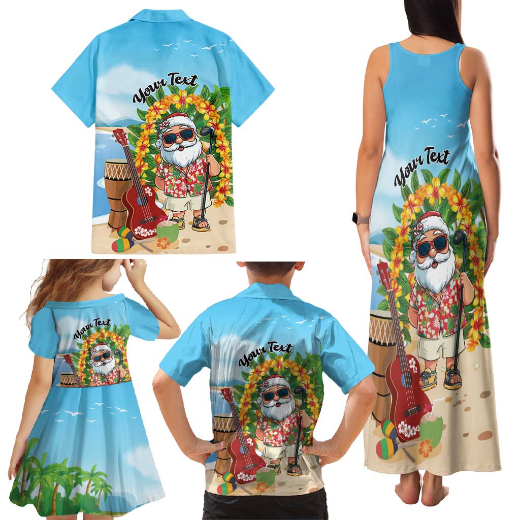 Personalized Hawaii Golf Christmas Family Matching Tank Maxi Dress and Hawaiian Shirt Mele Kalikimaka Funny Golfer Santa - Wonder Print Shop