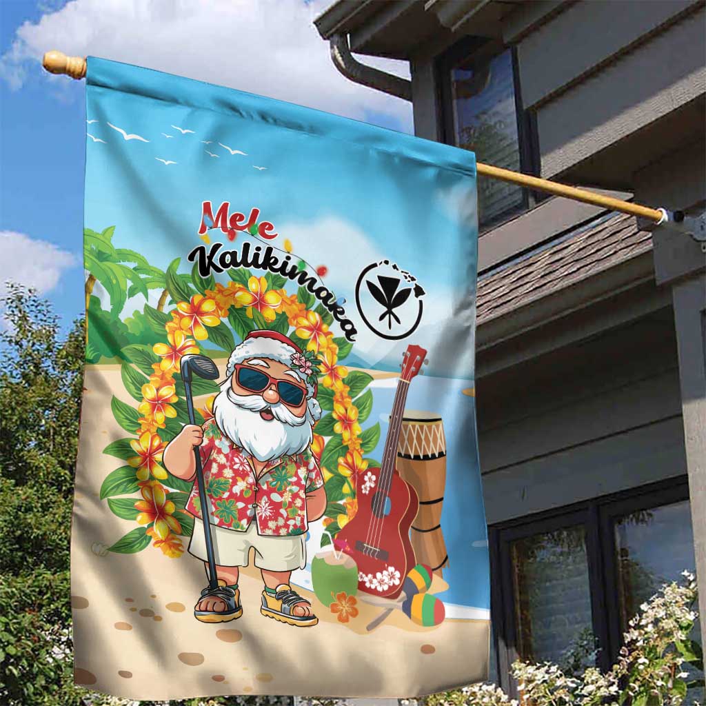 Hawaii Golf Christmas Garden Flag Mele Kalikimaka Funny Golfer Santa - Wonder Print Shop