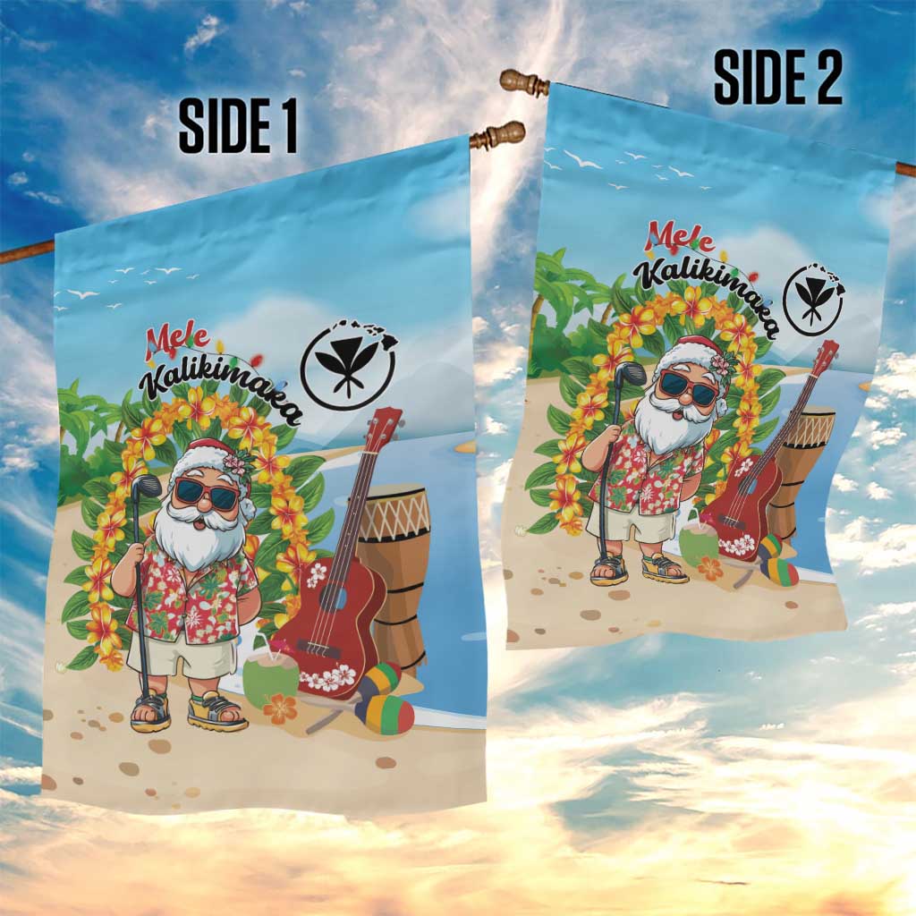 Hawaii Golf Christmas Garden Flag Mele Kalikimaka Funny Golfer Santa - Wonder Print Shop
