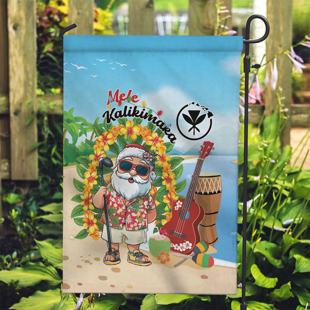 Hawaii Golf Christmas Garden Flag Mele Kalikimaka Funny Golfer Santa - Wonder Print Shop