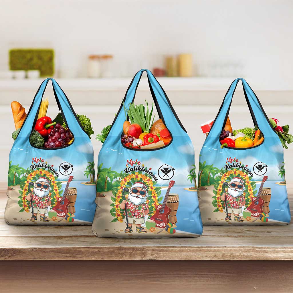Hawaii Golf Christmas Grocery Bag Mele Kalikimaka Funny Golfer Santa - Wonder Print Shop