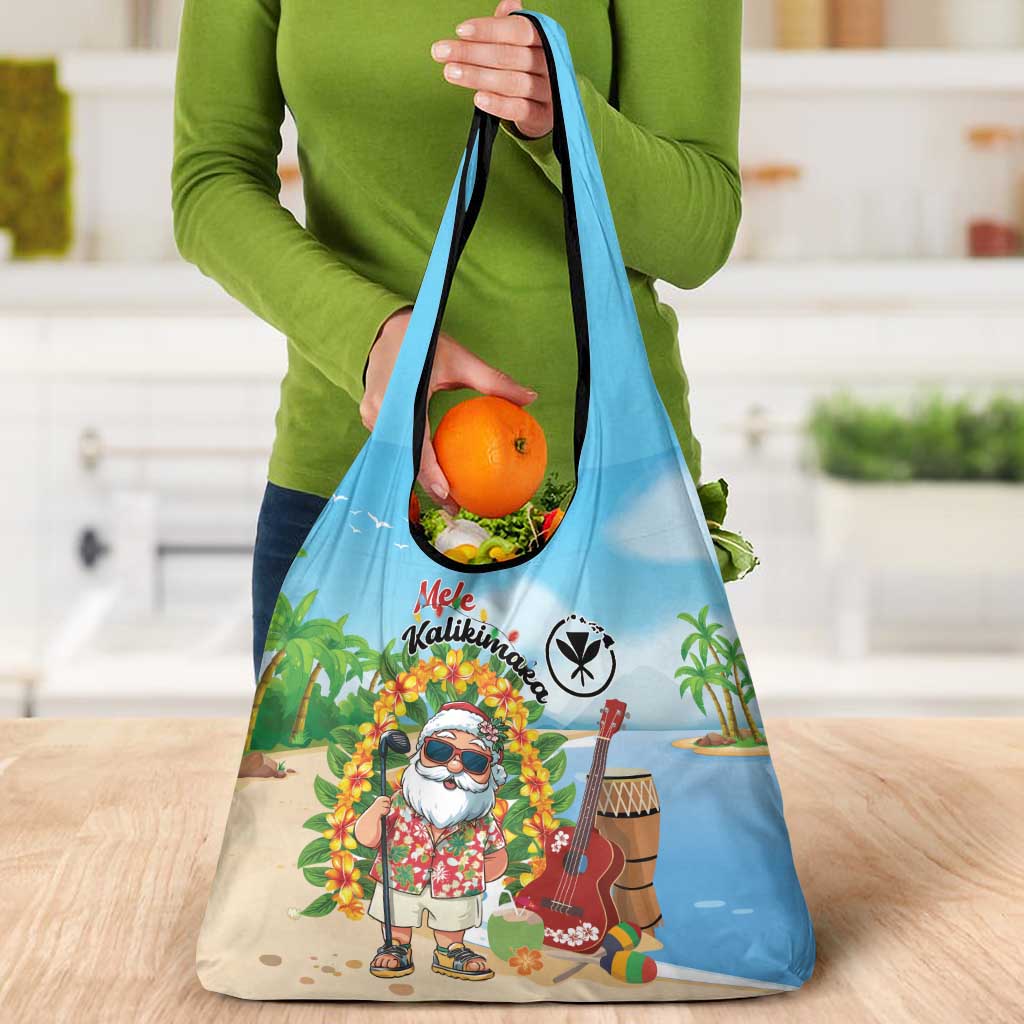 Hawaii Golf Christmas Grocery Bag Mele Kalikimaka Funny Golfer Santa - Wonder Print Shop